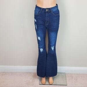 Pantalon Distressed Flare High Waist Jeans Pants